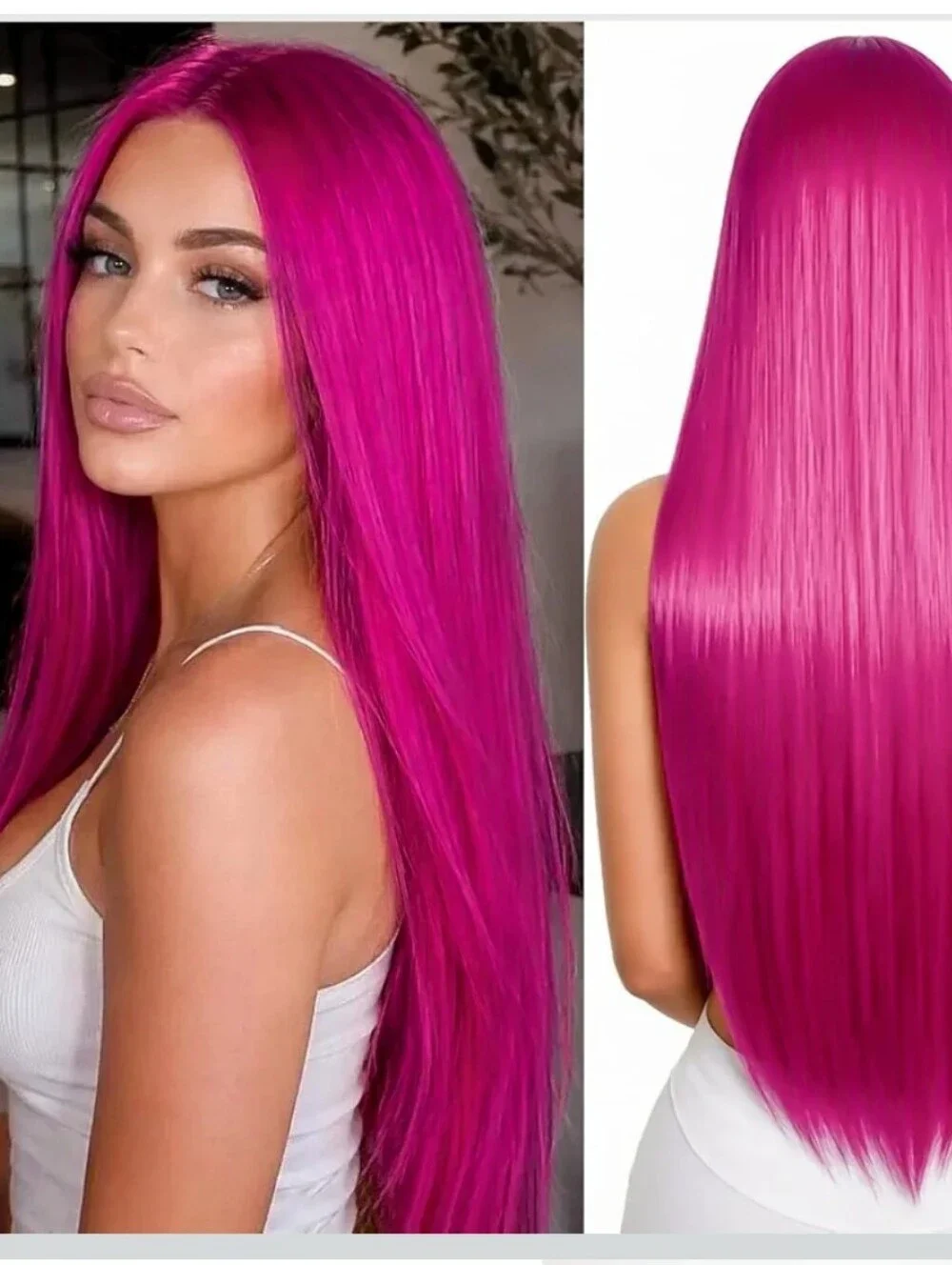 Vibrant Magenta Straight Wig - Heat Resistant Women’s Hair